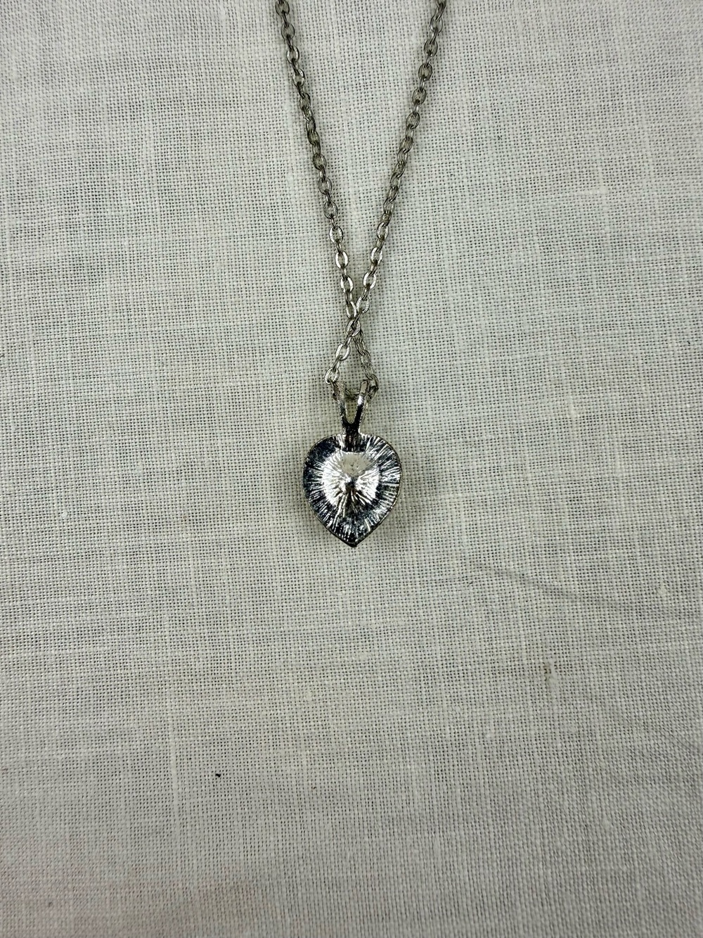 3 Silver Tone Pendant Necklaces Heart Flower Blue Rhinestone Jewelry Lot - Picture 6 of 10